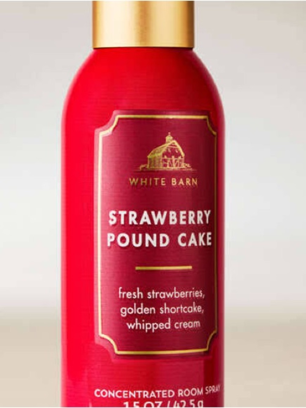 White Barn Strawberry Pound Cake Body Spray - Red and Gold